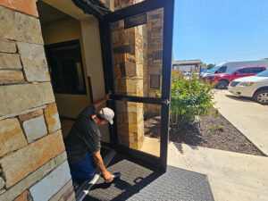 Commercial exit door panic bar replacement